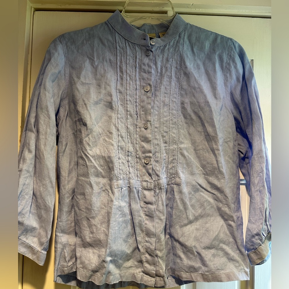 L.L.Bean Button Front Linen Blouse. - image 1